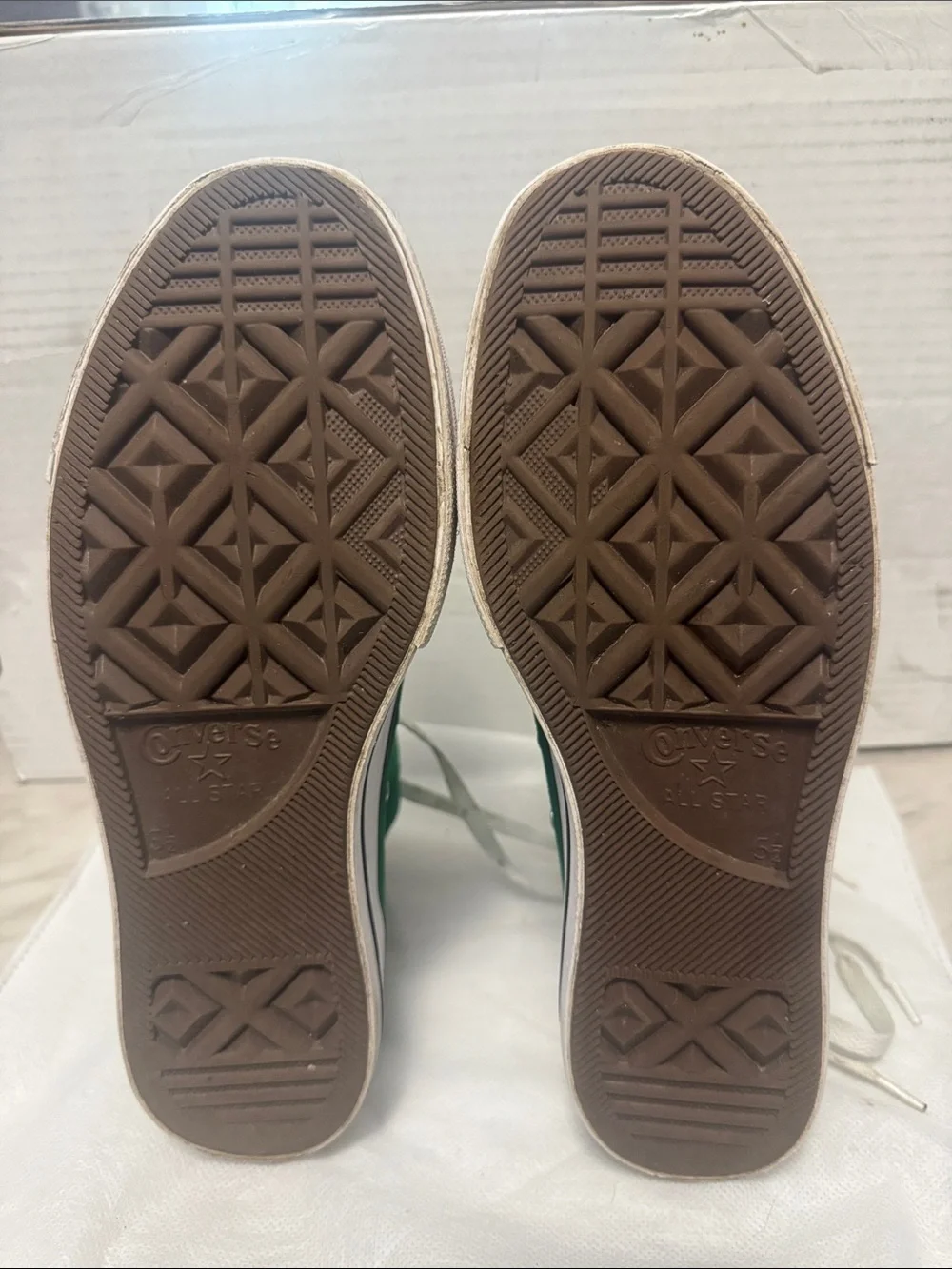 Converse Green Canvas High-Top Sneakers with White Soles